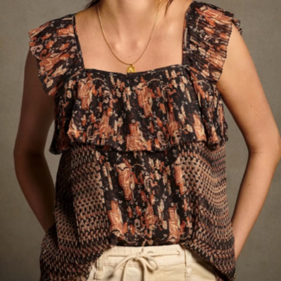 Anthropologie Olympia Pintucked Blouse Size L - Picture 1 of 9